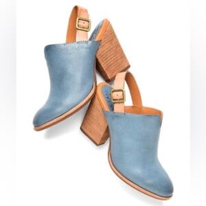 Chambray Blue Leather slingback clog